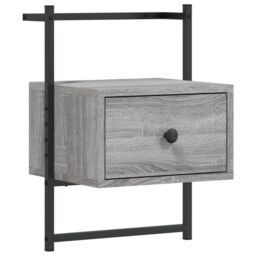 Berkfield Home Bedside Cabinet Wall-mounted Grey Sonoma 35x30x51 cm Engineered Wood - Size: 35 x 30 x 51 cm - thumbnail 2