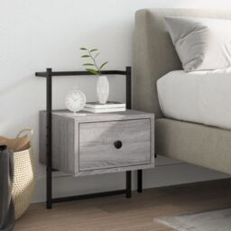 Berkfield Home Bedside Cabinet Wall-mounted Grey Sonoma 35x30x51 cm Engineered Wood - Size: 35 x 30 x 51 cm - thumbnail 1