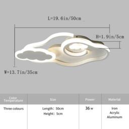 NIVOR 42W Dimmable LED Cloud Flush Mount Ceiling Light for Child Room White - thumbnail 2