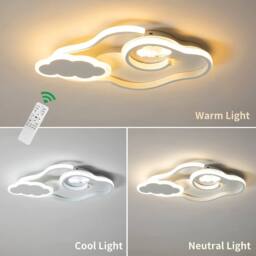 NIVOR 42W Dimmable LED Cloud Flush Mount Ceiling Light for Child Room White - thumbnail 3