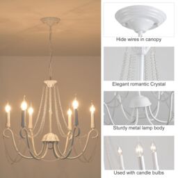 Garwarm 6 Lights Chandelier French Country Retro Hanging Lights White - thumbnail 3
