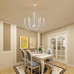 Garwarm 6 Lights Chandelier French Country Retro Hanging Lights White - thumbnail 7