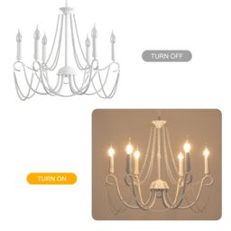 Garwarm 6 Lights Chandelier French Country Retro Hanging Lights White - thumbnail 4