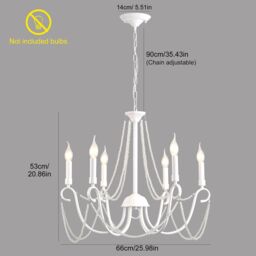 Garwarm 6 Lights Chandelier French Country Retro Hanging Lights White - thumbnail 2