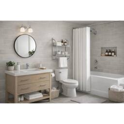 VOGREX Chrome 2 Tier Wall Mounted Bathroom Shelf Unit Rack With Towel in Silver - thumbnail 3
