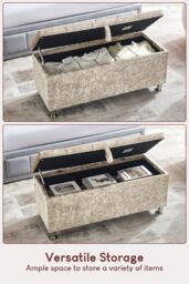 Home Discount Vida Designs Valencia Storage Ottoman Velvet Fabric UKFR Furniture in Beige - thumbnail 4