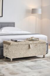 Home Discount Vida Designs Valencia Storage Ottoman Velvet Fabric UKFR Furniture in Beige - thumbnail 2