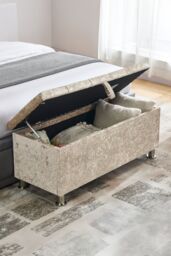 Home Discount Vida Designs Valencia Storage Ottoman Velvet Fabric UKFR Furniture in Beige - thumbnail 1