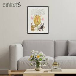 "Artery8 Larkspurs Tulip & Scorpion Calligraphy Framed Canvas Wall Art Print in White - Size: W12"" x H16""" - thumbnail 3