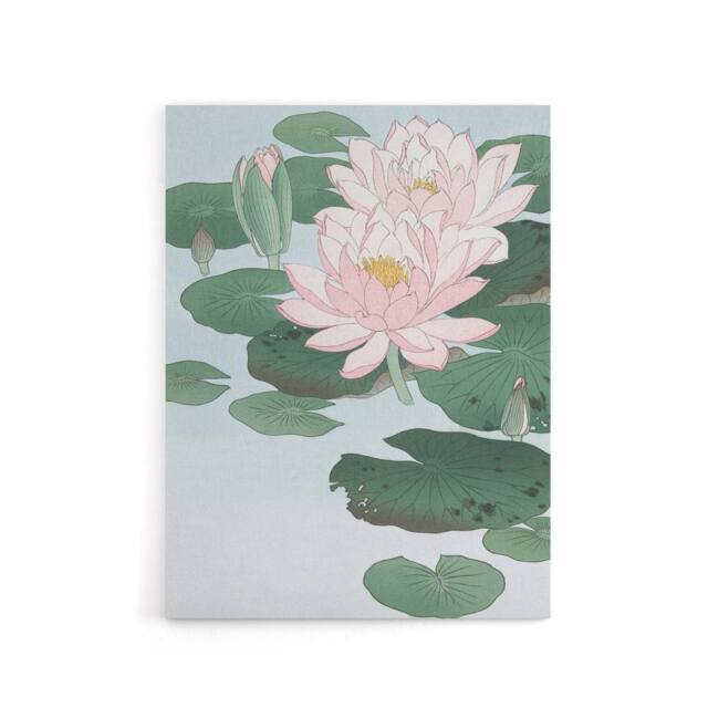 "Artery8 Water Lily Pads Pink Flower Bloom Canvas Wall Art Print Koson - Size: W18"" x H24""" - image 1