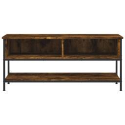 Berkfield Home TV Cabinet Smoked Oak 100x35x45 cm Engineered Wood in Brown - Size: 100 x 35 x 45 cm - thumbnail 4