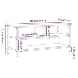 Berkfield Home TV Cabinet Smoked Oak 100x35x45 cm Engineered Wood in Brown - Size: 100 x 35 x 45 cm - thumbnail 9