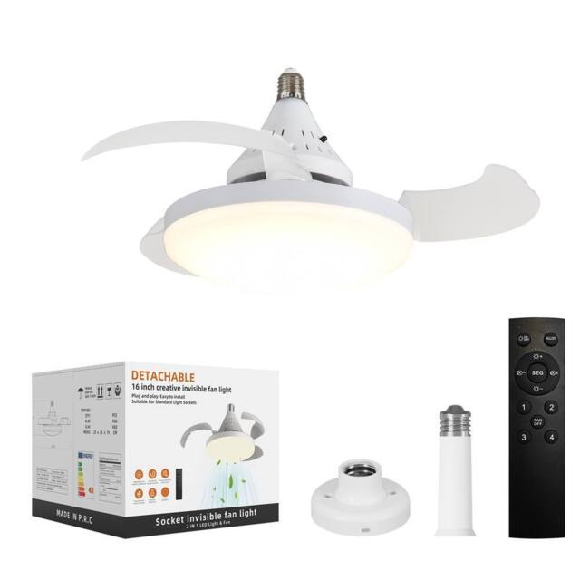 NIVOR Screw in Ceiling Fans with Light, 3-Color 4 Speeds Dimmable LED E27 in White - image 1