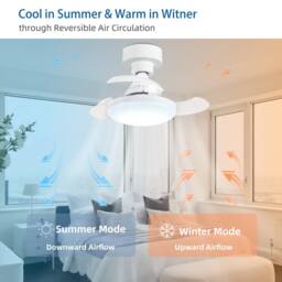 NIVOR Screw in Ceiling Fans with Light, 3-Color 4 Speeds Dimmable LED E27 in White - thumbnail 9