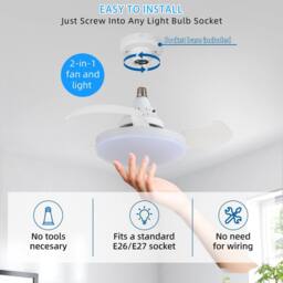 NIVOR Screw in Ceiling Fans with Light, 3-Color 4 Speeds Dimmable LED E27 in White - thumbnail 3