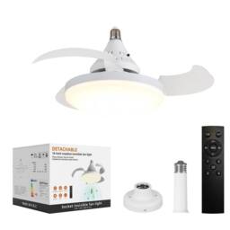 NIVOR Screw in Ceiling Fans with Light, 3-Color 4 Speeds Dimmable LED E27 in White - thumbnail 1