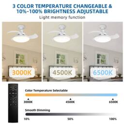 NIVOR Screw in Ceiling Fans with Light, 3-Color 4 Speeds Dimmable LED E27 in White - thumbnail 7