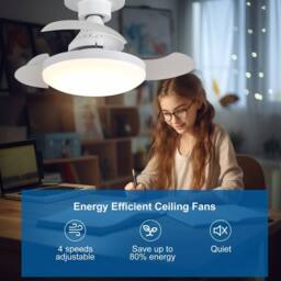 NIVOR Screw in Ceiling Fans with Light, 3-Color 4 Speeds Dimmable LED E27 in White - thumbnail 5