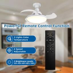 NIVOR Screw in Ceiling Fans with Light, 3-Color 4 Speeds Dimmable LED E27 in White - thumbnail 8