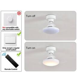 NIVOR Screw in Ceiling Fans with Light, 3-Color 4 Speeds Dimmable LED E27 in White - thumbnail 6