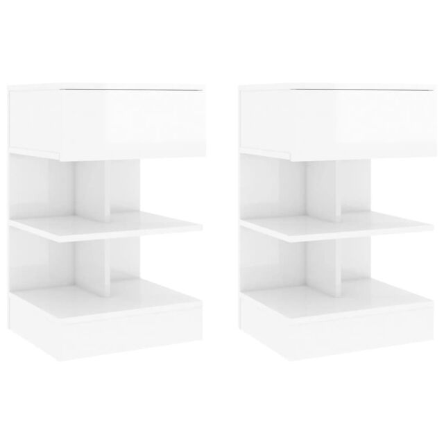 Berkfield Home Bedside Cabinets 2 pcs High Gloss White 40x35x65 cm - Size: 40 x 35 x 65 cm - image 1