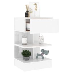 Berkfield Home Bedside Cabinets 2 pcs High Gloss White 40x35x65 cm - Size: 40 x 35 x 65 cm - thumbnail 4