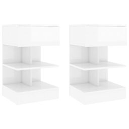Berkfield Home Bedside Cabinets 2 pcs High Gloss White 40x35x65 cm - Size: 40 x 35 x 65 cm - thumbnail 1
