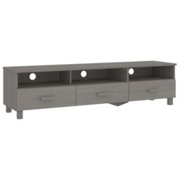Berkfield Home TV Cabinet HAMAR Light Grey 158x40x40 cm Solid Wood Pine - Size: 158 x 40 x 40 cm - thumbnail 2