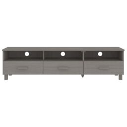 Berkfield Home TV Cabinet HAMAR Light Grey 158x40x40 cm Solid Wood Pine - Size: 158 x 40 x 40 cm - thumbnail 3