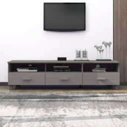 Berkfield Home TV Cabinet HAMAR Light Grey 158x40x40 cm Solid Wood Pine - Size: 158 x 40 x 40 cm