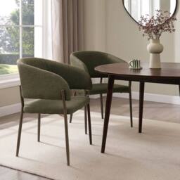 VonHaus Oxford Upholstered Set of Dining Chairs with Dark Wood Effect Legs in Dark Green - Size: 4 Pack - thumbnail 1