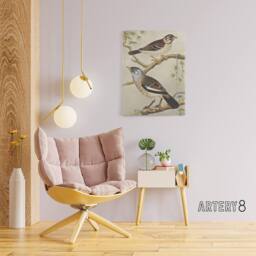"Artery8 Two Birds on Tree Branches Canvas Wall Art Print van Hoytema - Size: W18"" x H24""" - thumbnail 3