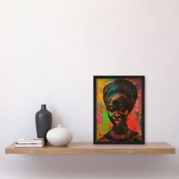 Artery8 Colourful West African Woman Modern Artwork Framed Art Print - Size: A4 - thumbnail 4