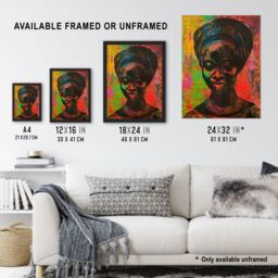 Artery8 Colourful West African Woman Modern Artwork Framed Art Print - Size: A4 - thumbnail 3