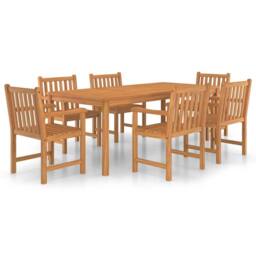 Berkfield Home 7 Piece Garden Dining Set Solid Teak Wood in Brown - thumbnail 2