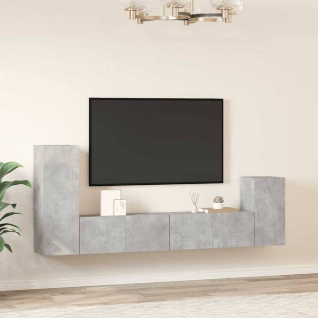Berkfield Home Classic 4 Piece TV Cabinet Set Concrete Grey Engineered Wood - image 1
