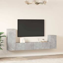 Berkfield Home Classic 4 Piece TV Cabinet Set Concrete Grey Engineered Wood - thumbnail 1