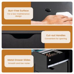 Costway Modern 7-Drawer Chest Mobile Lateral Filing Cabinet Home Office Storage Cabinet in Black - thumbnail 5