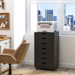 Costway Modern 7-Drawer Chest Mobile Lateral Filing Cabinet Home Office Storage Cabinet in Black - thumbnail 3