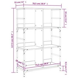 Berkfield Home Decorative Bookshelf Sonoma Oak 78.5x33x117.5 cm Engineered Wood in Tan - thumbnail 9