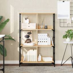 Berkfield Home Decorative Bookshelf Sonoma Oak 78.5x33x117.5 cm Engineered Wood in Tan - thumbnail 2