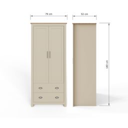 GFW Lancaster 2 Door 2 Drawer Wardrobe in Cream - thumbnail 8