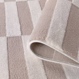 THE RUGS Loft Striped Living Room Area Rug & Runners Soft Pile in Beige - Size: 80 cm x 150 cm - thumbnail 6
