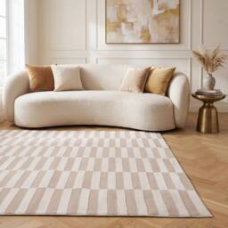 THE RUGS Loft Striped Living Room Area Rug & Runners Soft Pile in Beige - Size: 80 cm x 150 cm - thumbnail 4