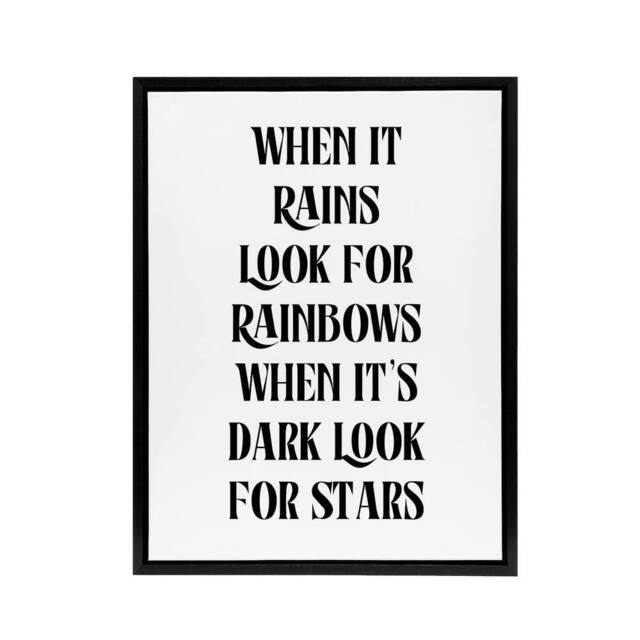 "Artery8 When It Rains Look For Rainbows When Dark Stars Framed Canvas Art in White - Size: W12"" x H16""" - image 1