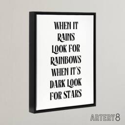 "Artery8 When It Rains Look For Rainbows When Dark Stars Framed Canvas Art in White - Size: W12"" x H16""" - thumbnail 2