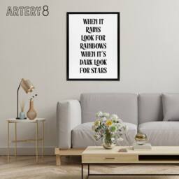 "Artery8 When It Rains Look For Rainbows When Dark Stars Framed Canvas Art in White - Size: W12"" x H16""" - thumbnail 3