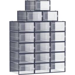 SONGMICS Pack of 18 Medium Stackable Storage Organisers Foldable Boxes in Dark Blue - thumbnail 7