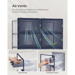 SONGMICS Pack of 18 Medium Stackable Storage Organisers Foldable Boxes in Dark Blue - thumbnail 6