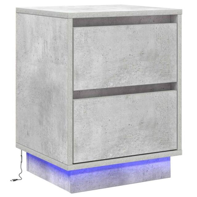 Berkfield Home Bedside Cabinet with LED Lights Concrete Grey 39x34.5x50 cm - image 1